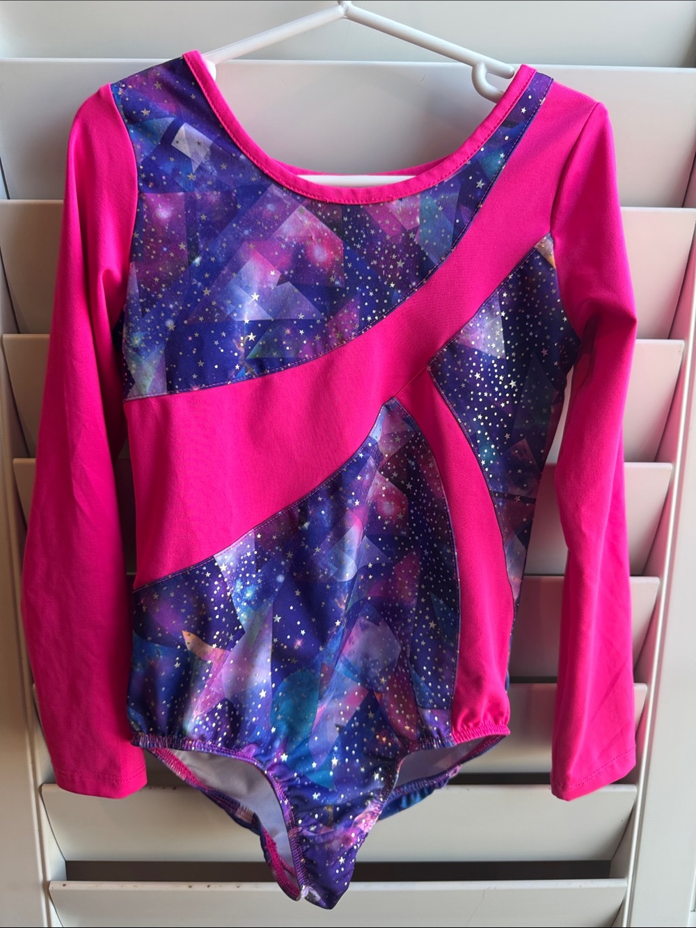 Danskin Now Hot Pink and Purple Galaxy Long Sleeve Leotard 🤸‍♂️